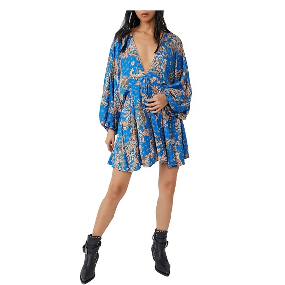 🎉LAST PIECE🎉Printed Arzel Mini Dress in Botanical Combo Free People - Picture 6 of 8